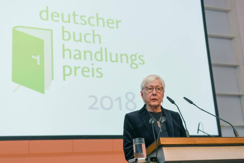 Frau Hildegund Laaff- v. Kienle-Reum bei der Verleihung des Buchhandlungspreises 2018 an die Lengfeld´sche Buchhandlung in Köln